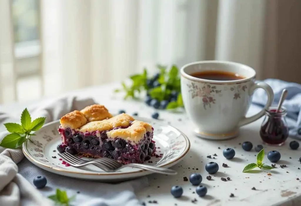 3 ingredient blueberry cobbler serving