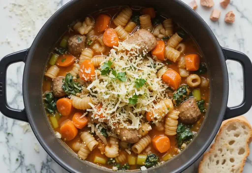 Creamy Parmesan Italian Sausage Ditalini Soup