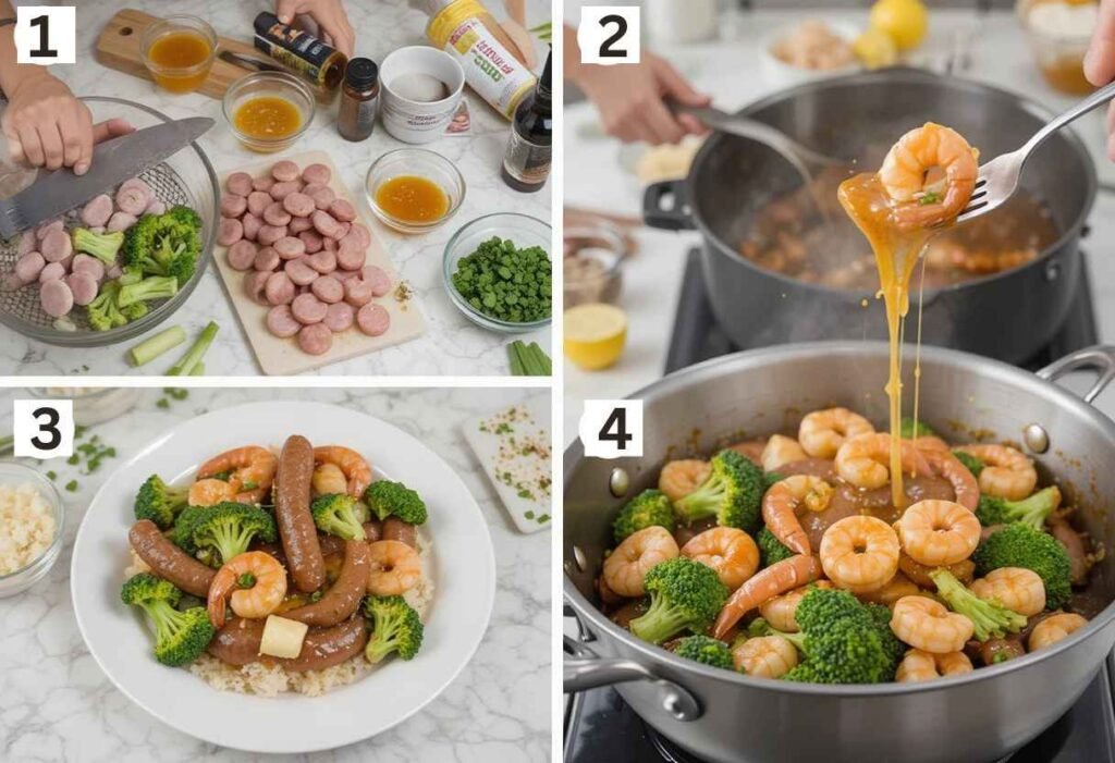 Honey Garlic Shrimp Sausage and Broccoli