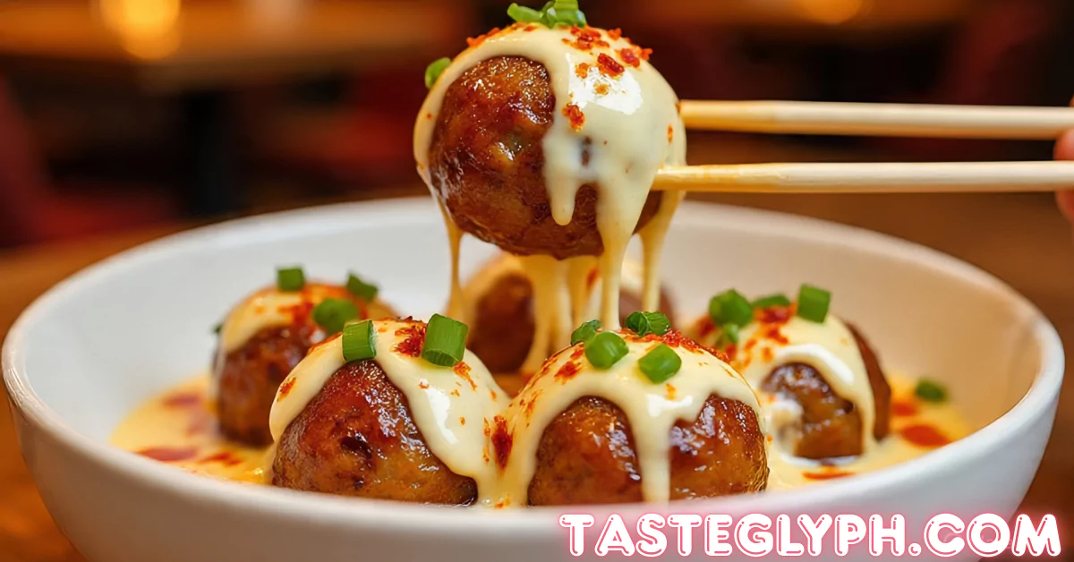 Korean BBQ Meatballs with Spicy Mayo Dip