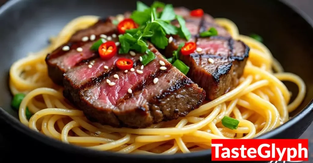 Sweet and Spicy Garlic Steak Pasta