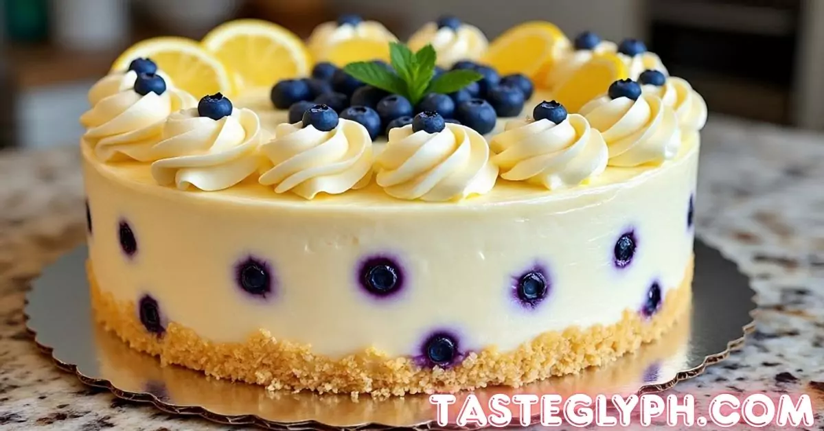 no-bake lemon dazzling blueberry cream cake