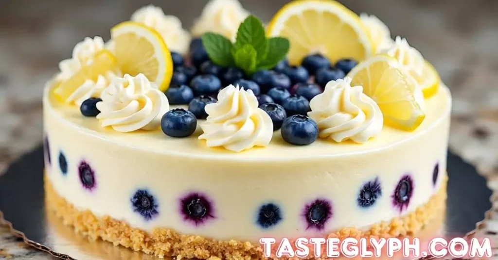 no-bake lemon dazzling blueberry cream cake