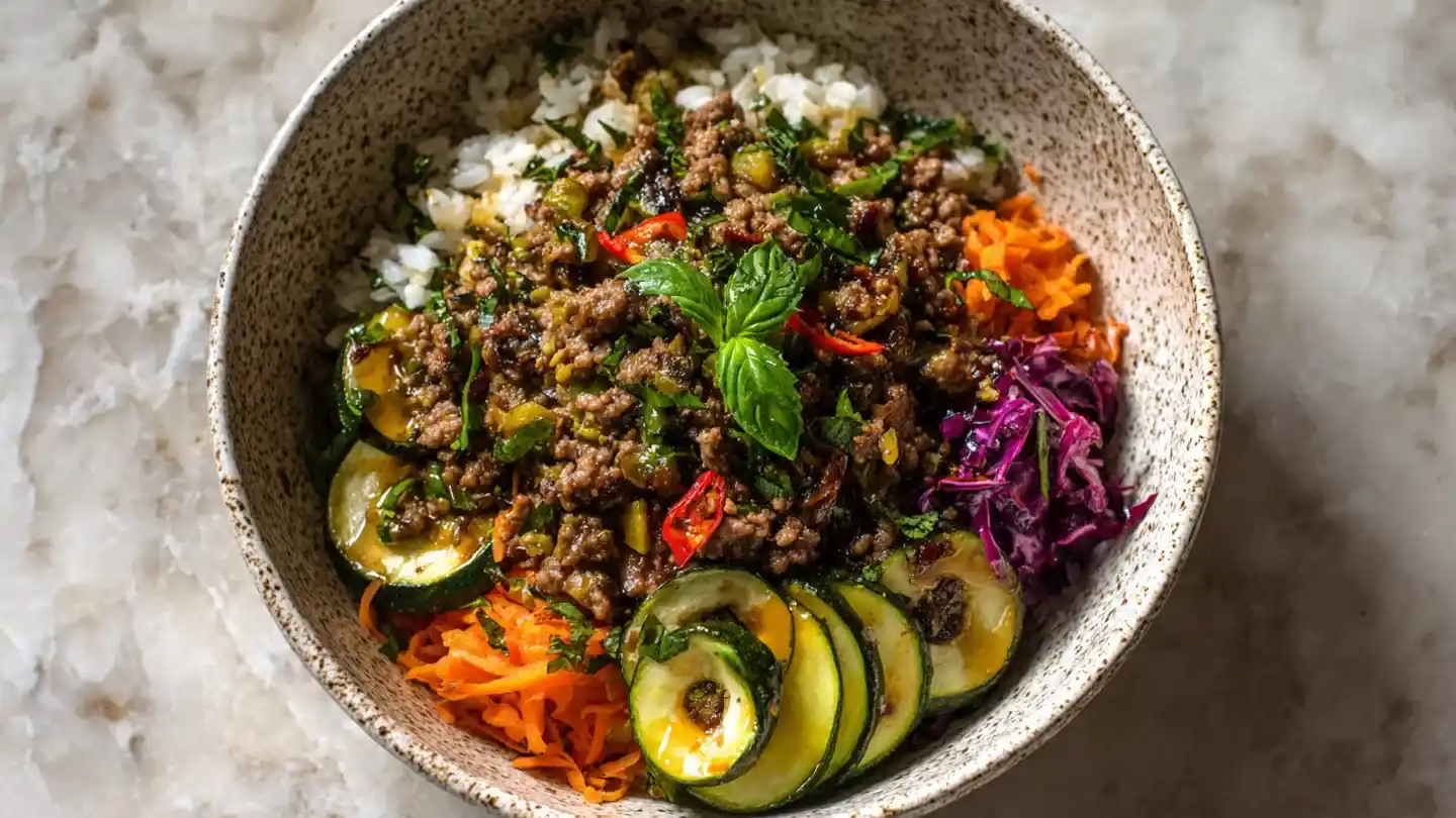 Ground Beef Hot Honey Bowl