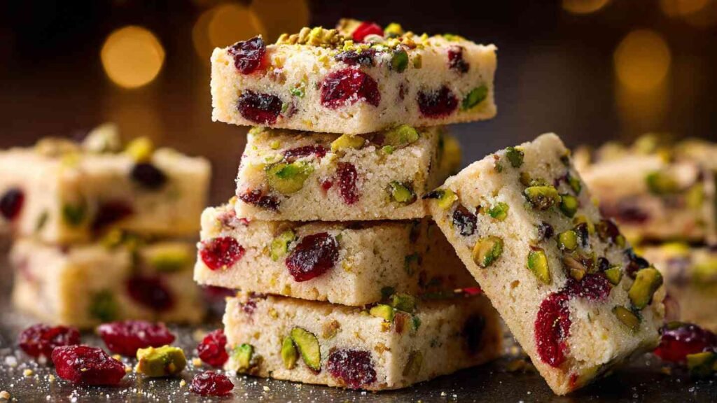 Cranberry Pistachio Shortbread Cookies