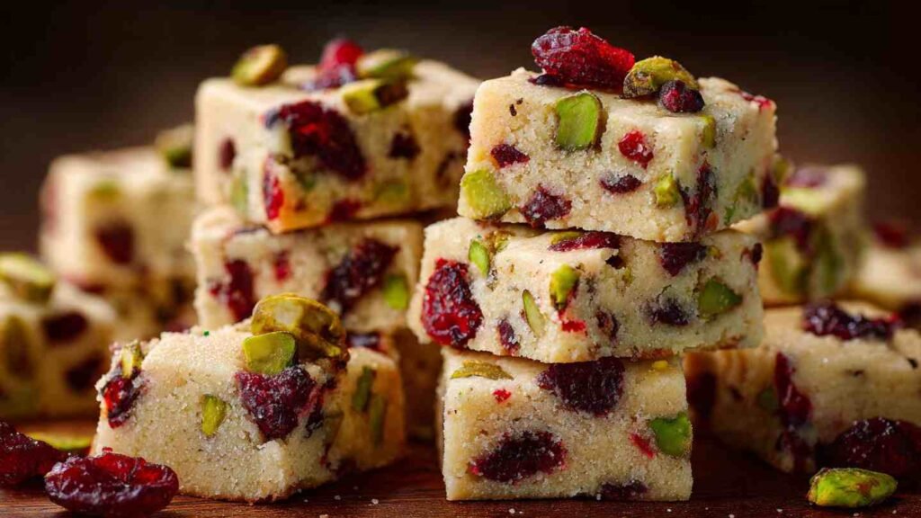 Cranberry Pistachio Shortbread Cookies