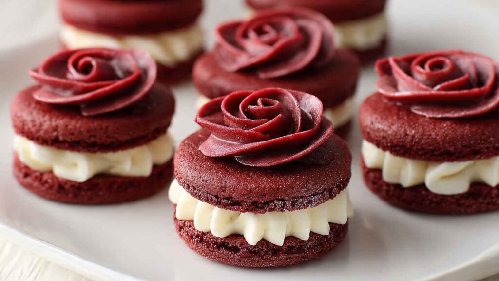 Red Velvet Rose Sandwich Cookies