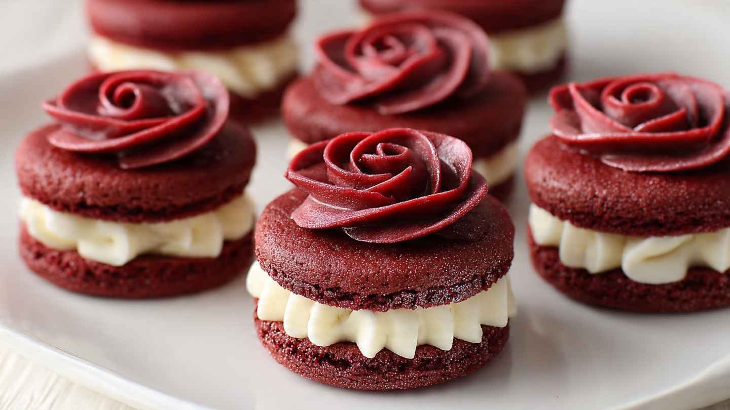 Red Velvet Rose Sandwich Cookies