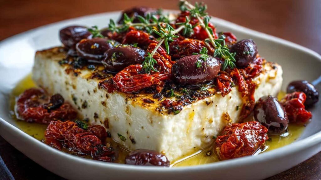 Baked Feta with Olives and Sun-Dried Tomatoes