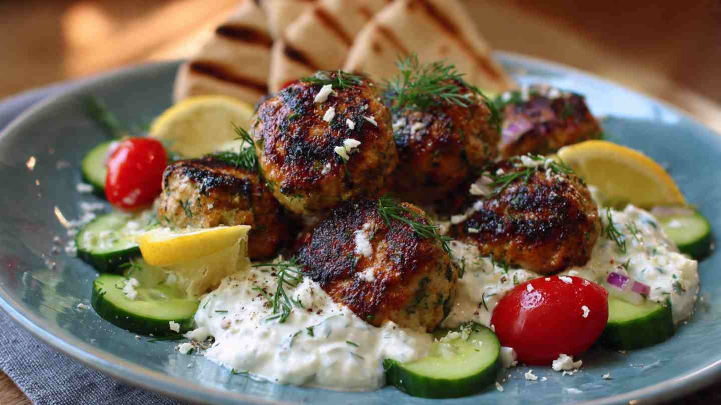 Greek Turkey Meatballs with Tzatziki