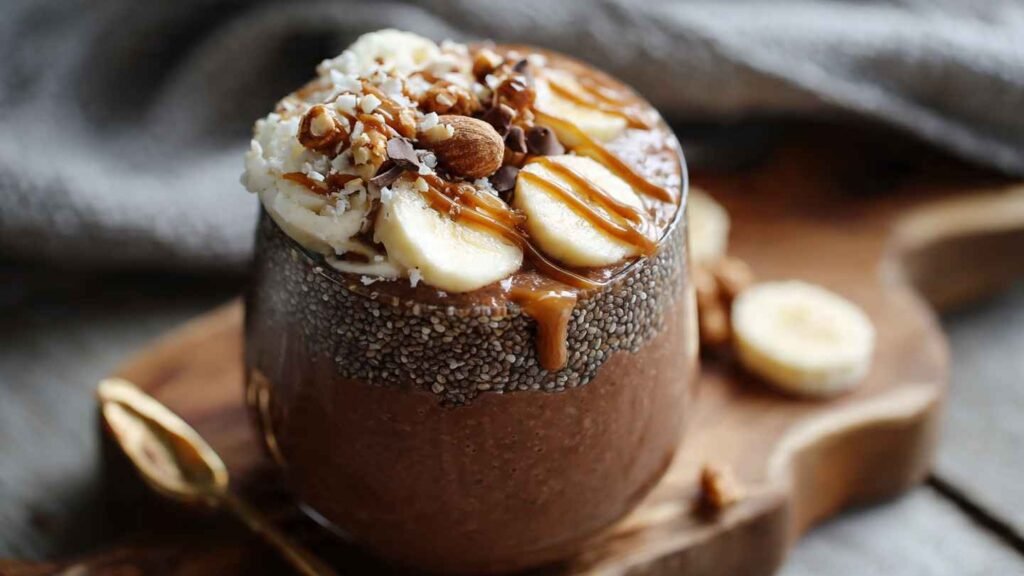 High Protein Chocolate Peanut Butter Chia Seed Pudding