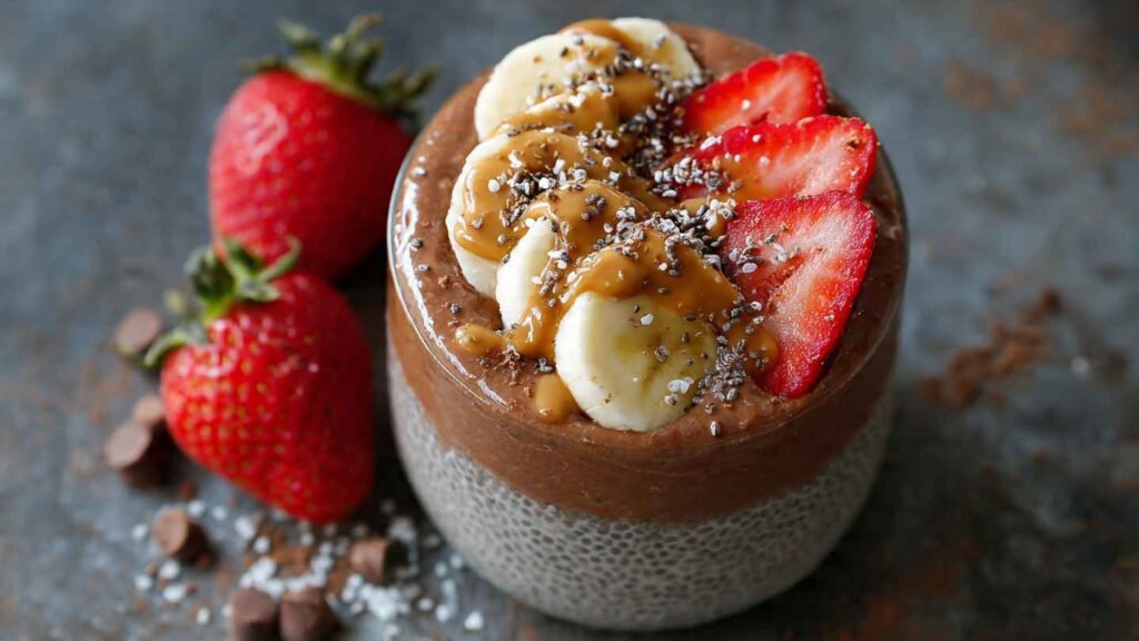 High Protein Chocolate Peanut Butter Chia Seed Pudding