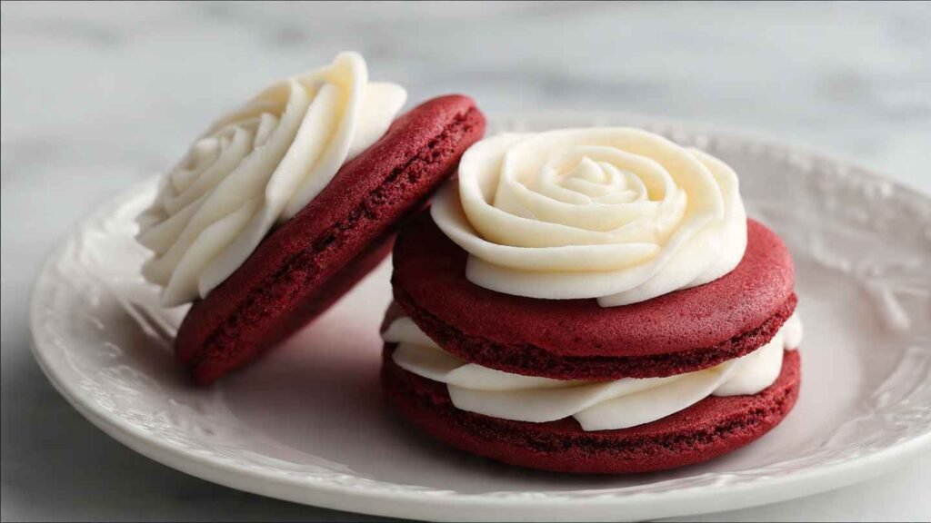 Red Velvet Rose Sandwich Cookies 
