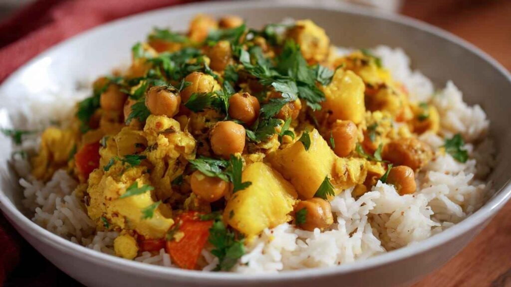easy pineapple chickpeas and rice recipe