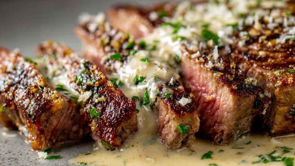 Garlic Butter Steak with Parmesan Cream Sauce