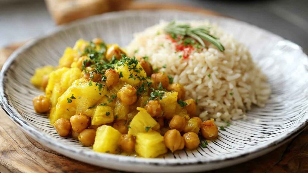 easy pineapple chickpeas and rice recipe