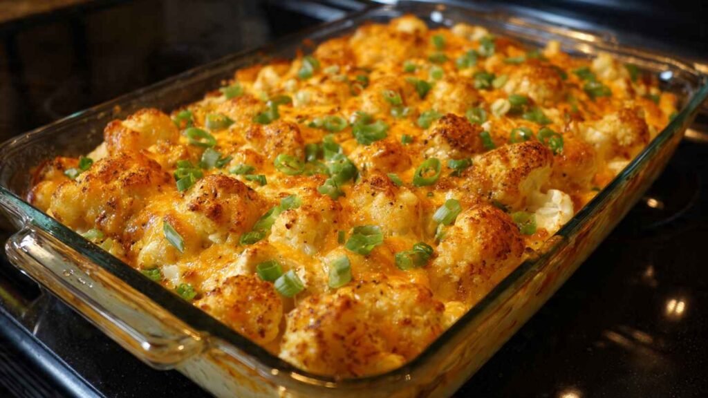 Buffalo Chicken Cauliflower Casserole