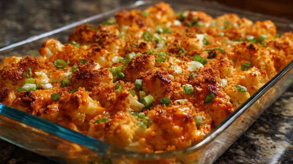Buffalo Chicken Cauliflower Casserole