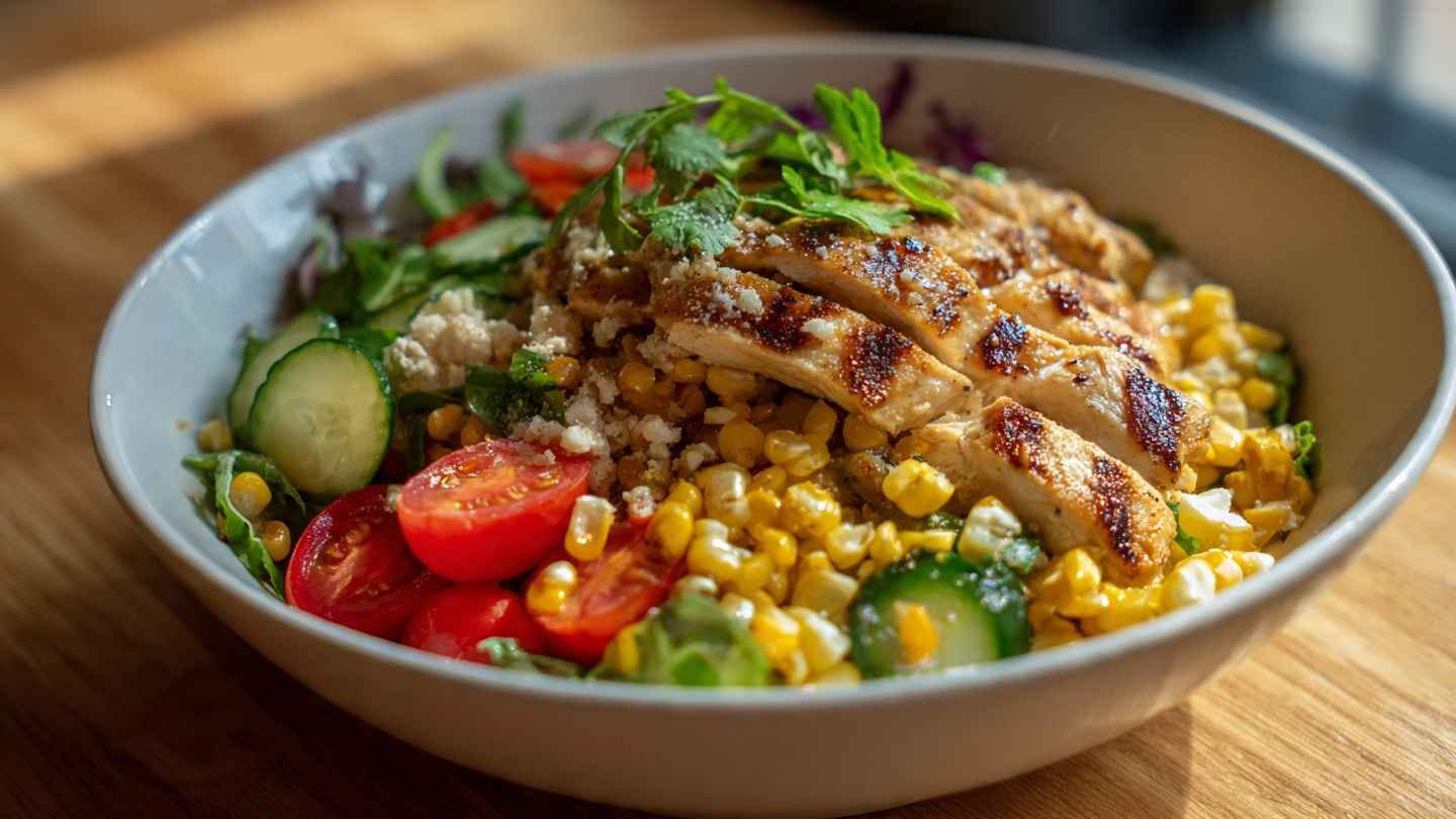 High Protein Chicken Street Corn Salad Bowl