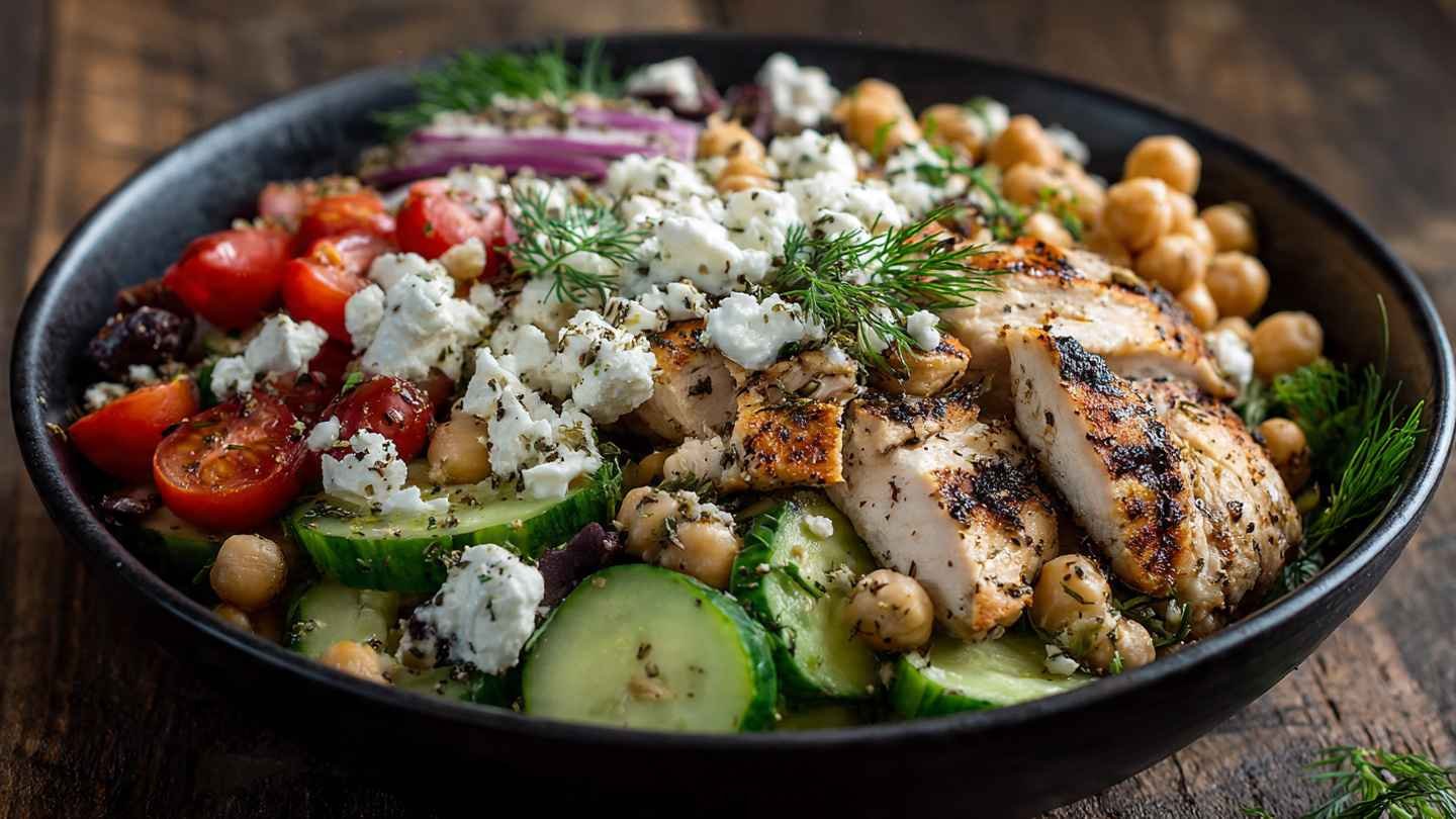 Greek Chickpea Chicken Bowl