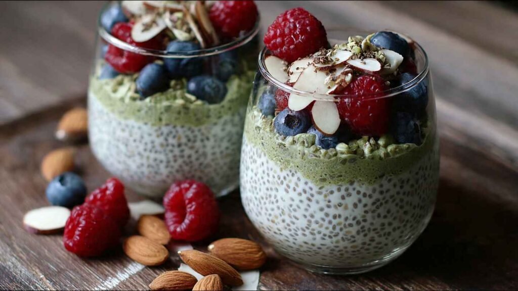 High Protein Matcha Chia Pudding