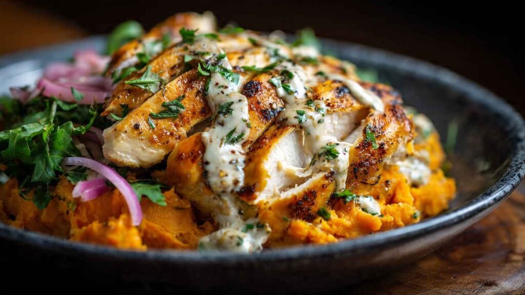 Maple Dijon Chicken Sweet Potato Bowls