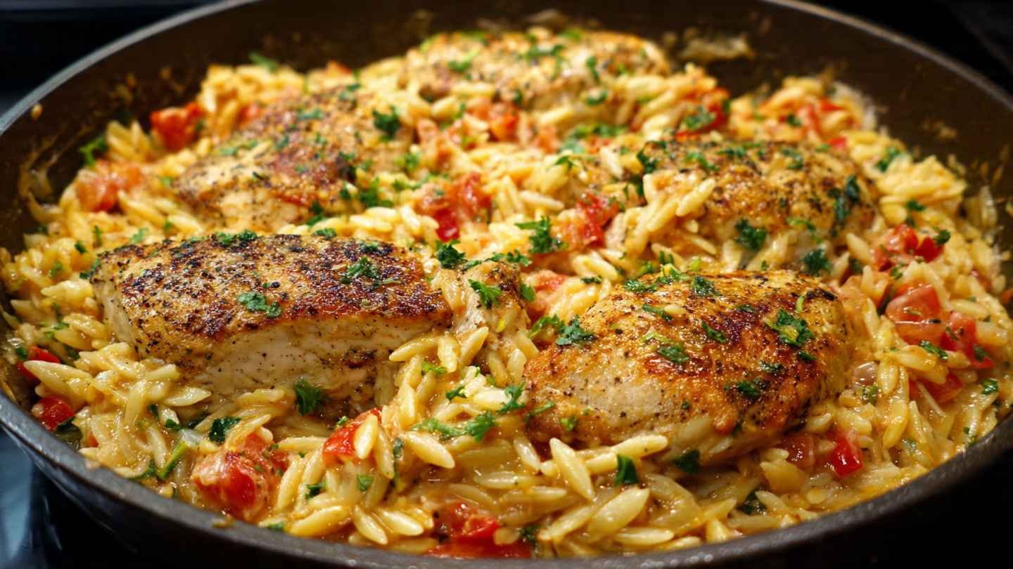 One Pot Cajun Chicken Alfredo Orzo