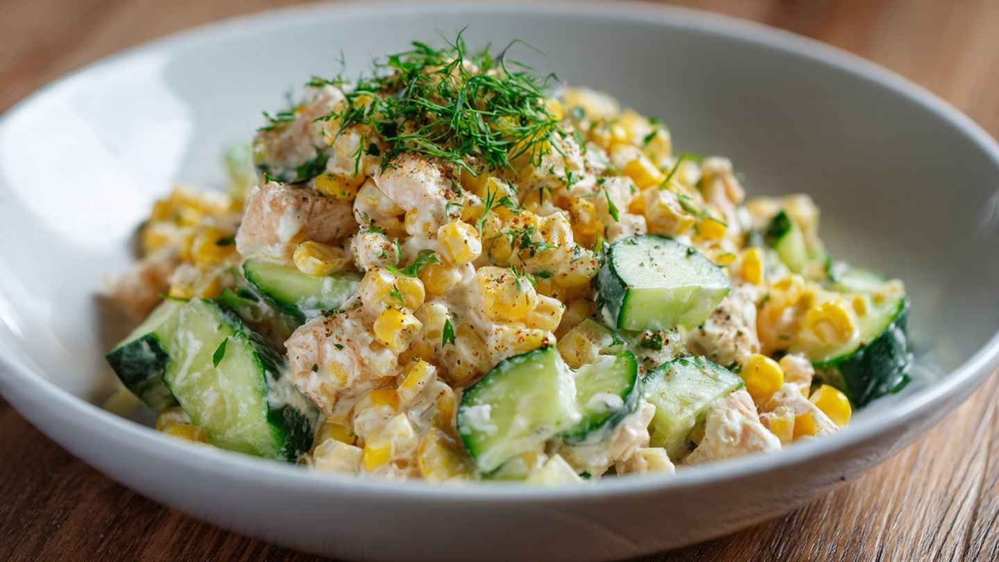 Street Corn Creamy Cucumber Chicken Salad