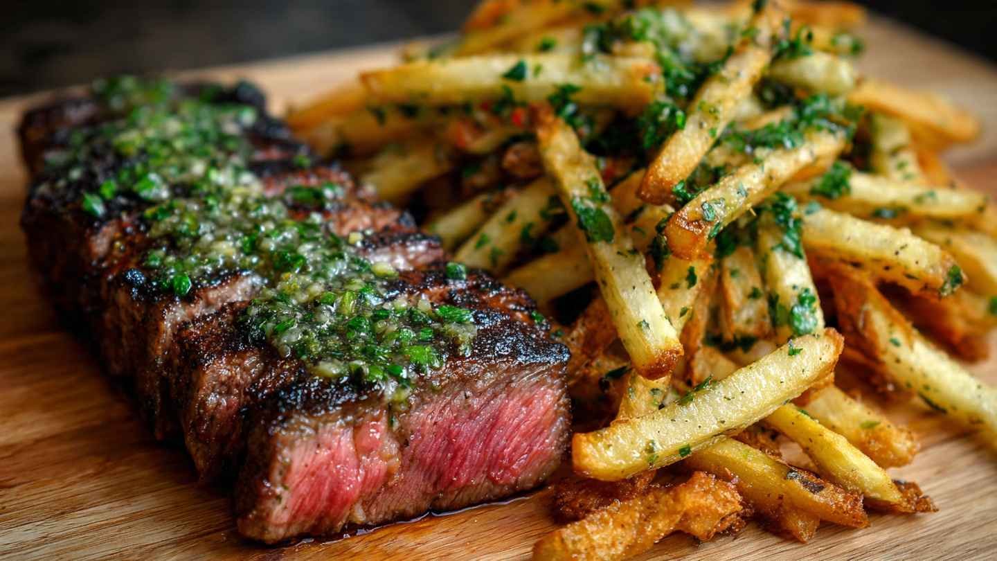 Truffle Butter Steak with Chimichurri Fries