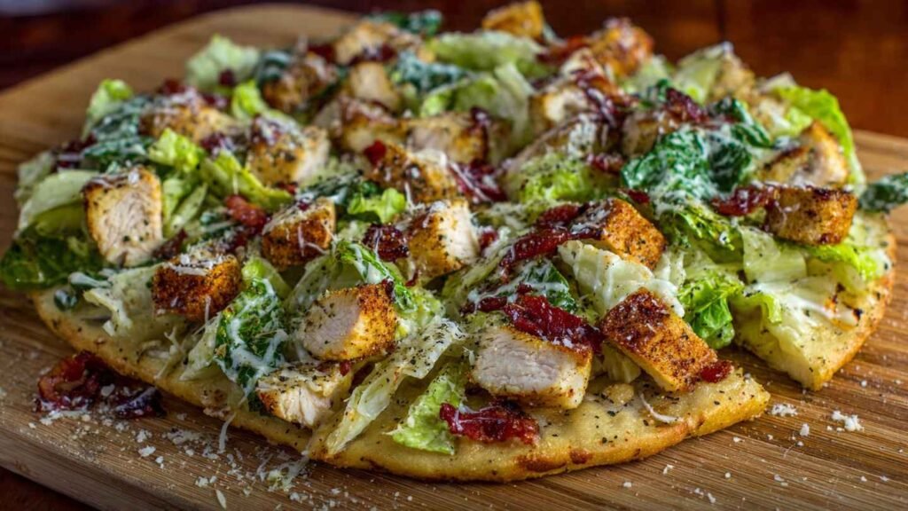 Chicken Crust Caesar Salad Pizza 