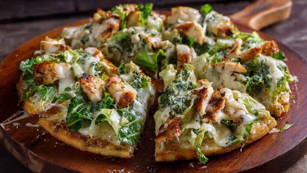 Chicken Crust Caesar Salad Pizza