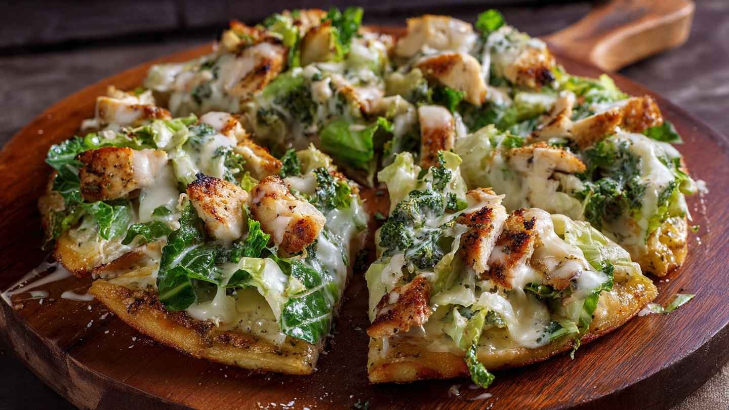 Chicken Crust Caesar Salad Pizza