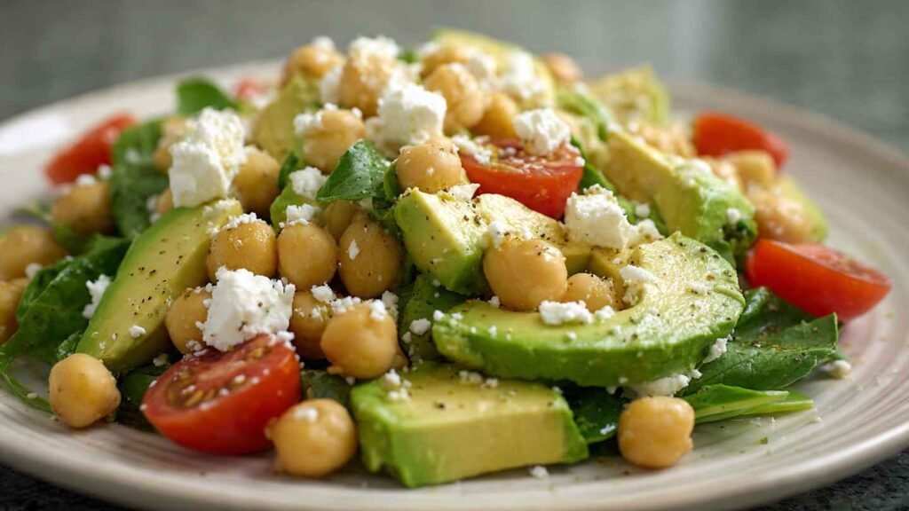Chickpea Feta Avocado Salad
