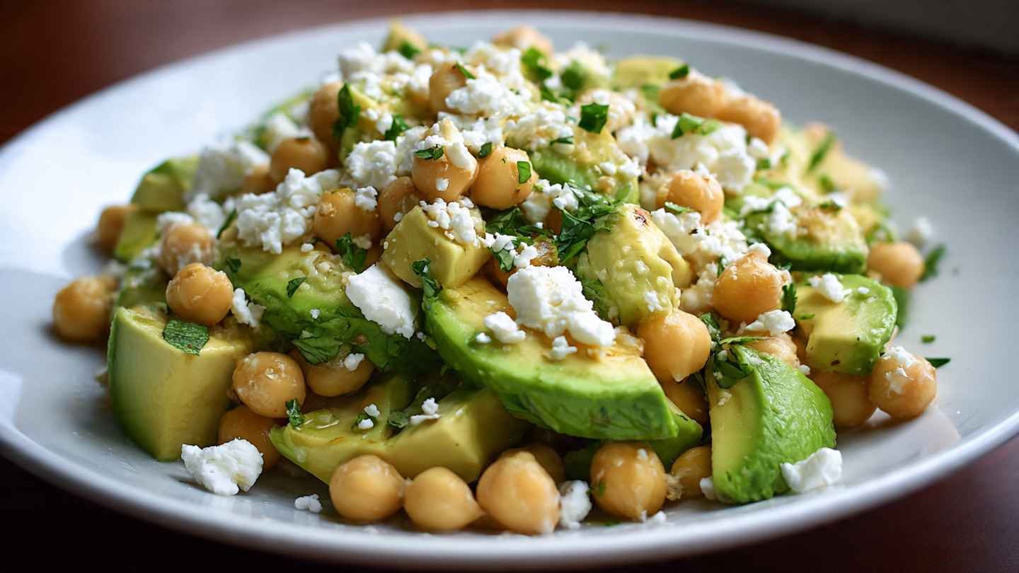 Chickpea Feta Avocado Salad