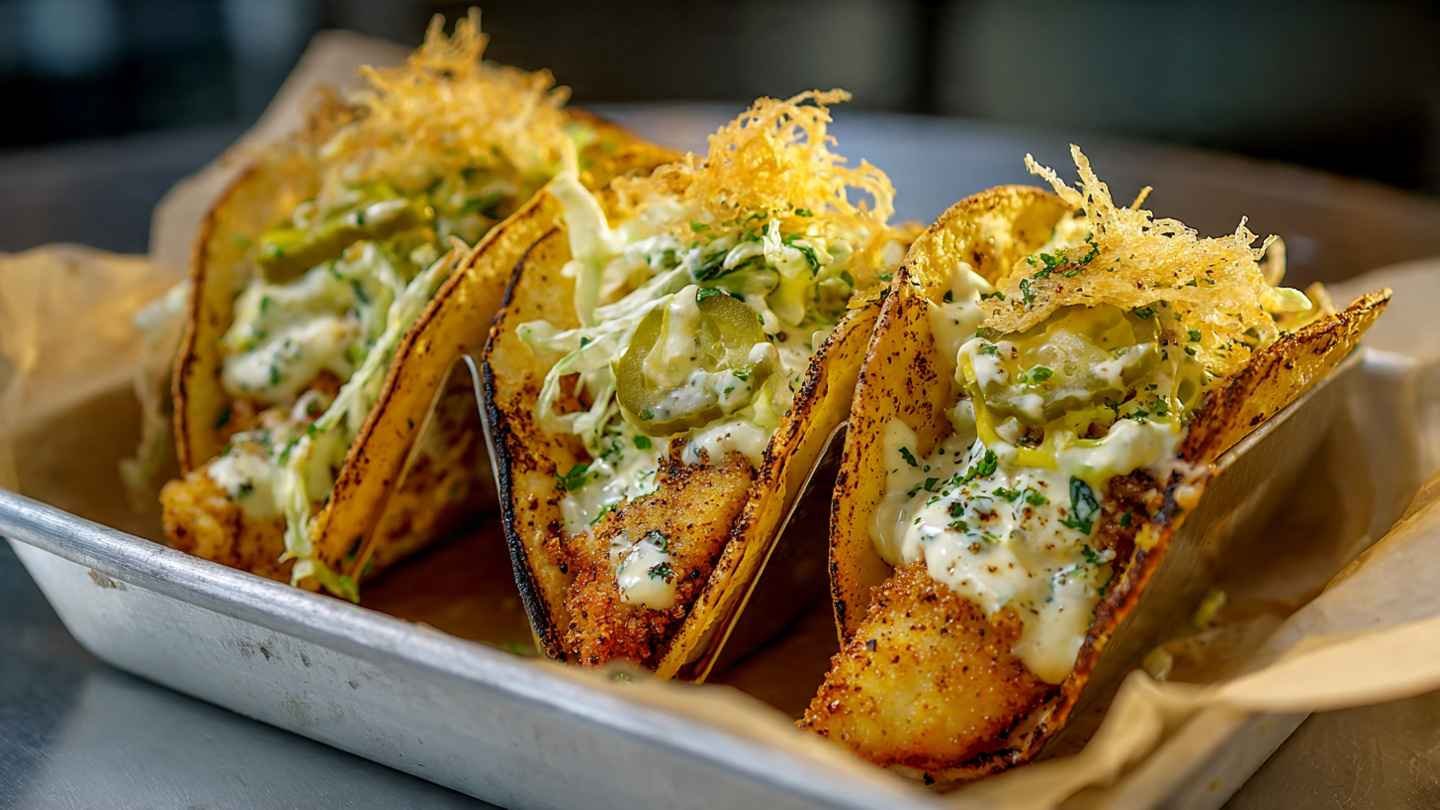 Dill Pickle Ranch Smash Chicken Tacos