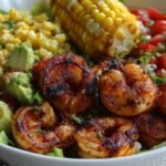 Grilled Shrimp Bowl with Avocado Corn Salsa