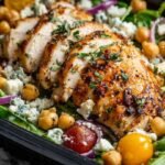 High Protein Meal Prep Salad with Chicken & Chickpeas