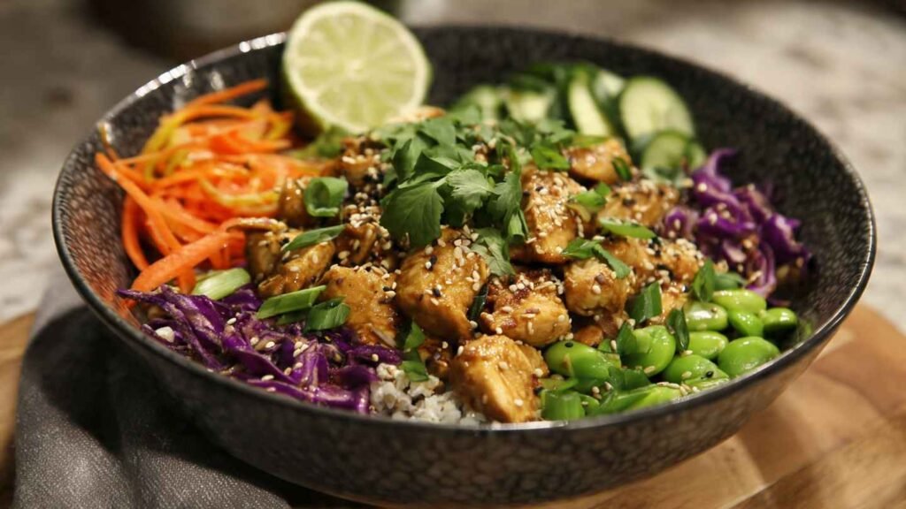 High Protein Thai Peanut Chicken Bowl