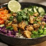 High Protein Thai Peanut Chicken Bowl