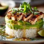 Honey Lime Chicken Avocado Rice Stack