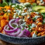 Sheet Pan Buffalo Chicken and Sweet Potato Bowls