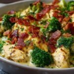 Creamy Low Carb Chicken Casserole with Broccoli and Bacon