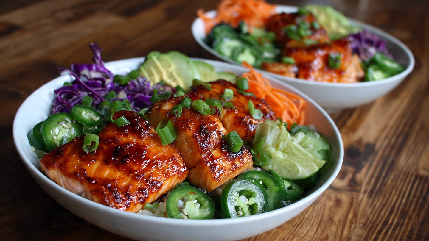 Sriracha Honey Salmon Bowls